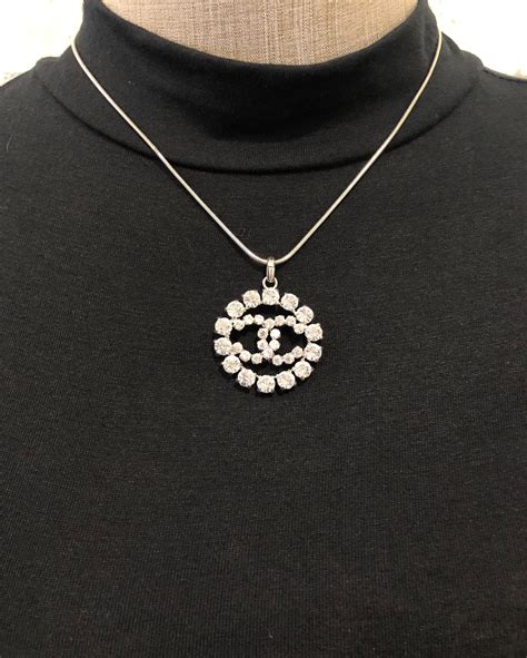 silver small chanel necklace|authentic chanel necklace for sale.